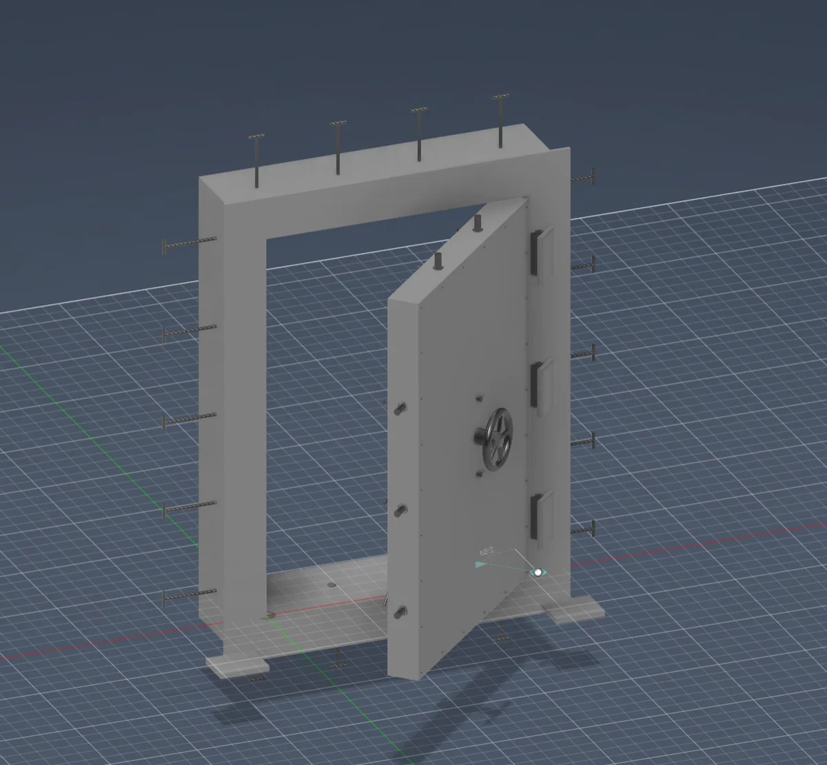 Engineering model of a protective door and frame