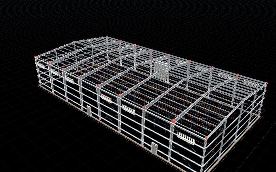 Actual SpanPlan screen capture of an illustrative warehouse steel-frame configuration