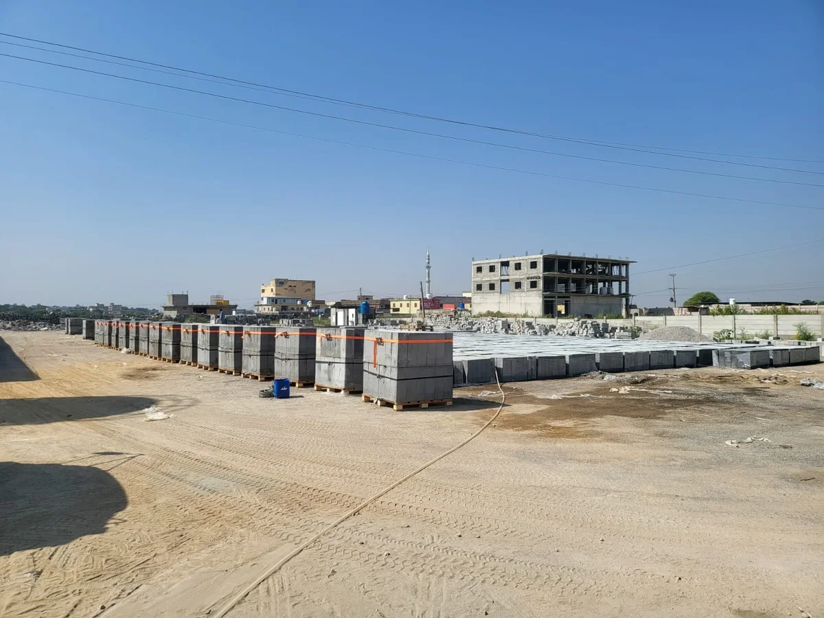 Concrete blocks in SEED's historical CLC plant yard