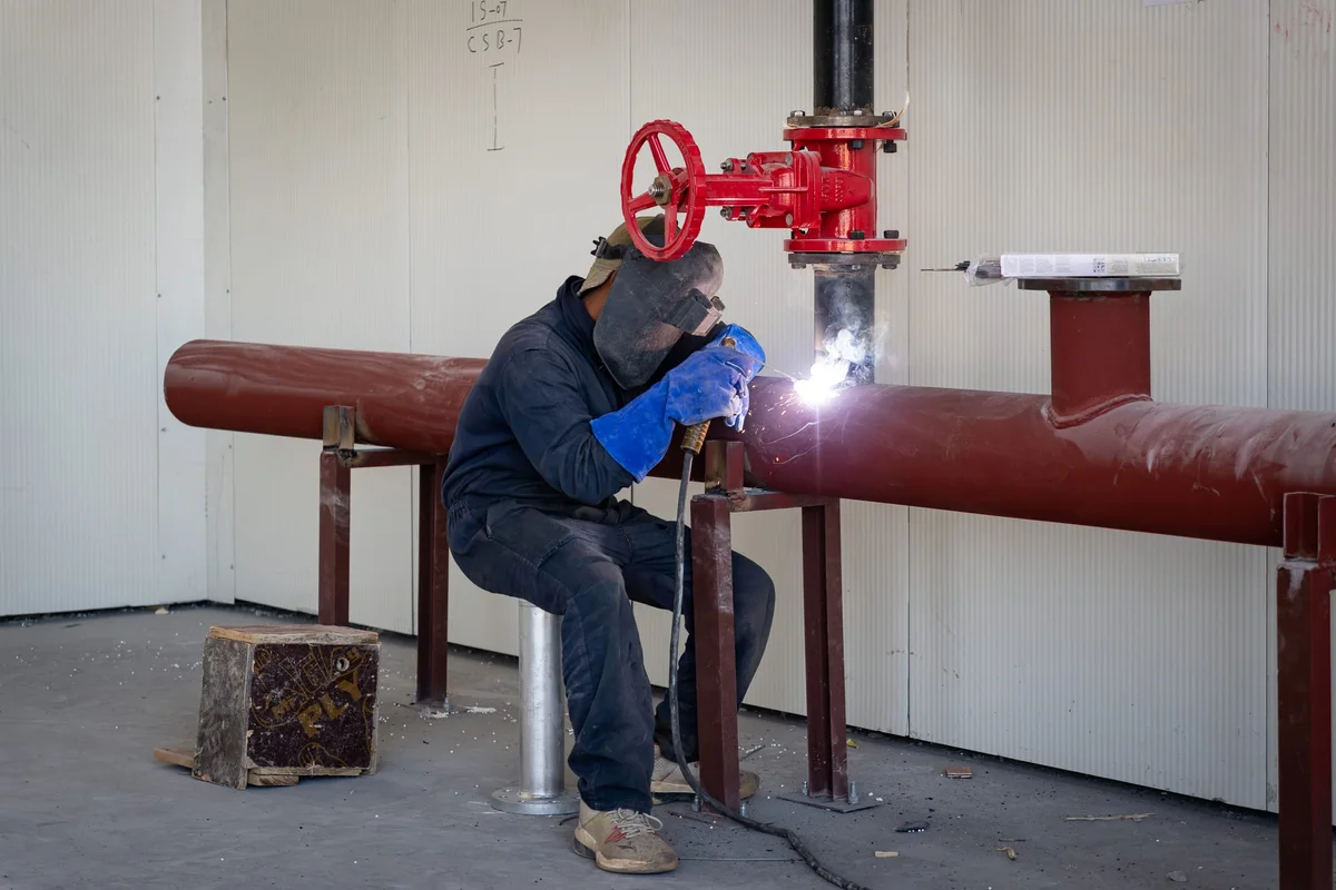 Fabrication work at an industrial project in Wah