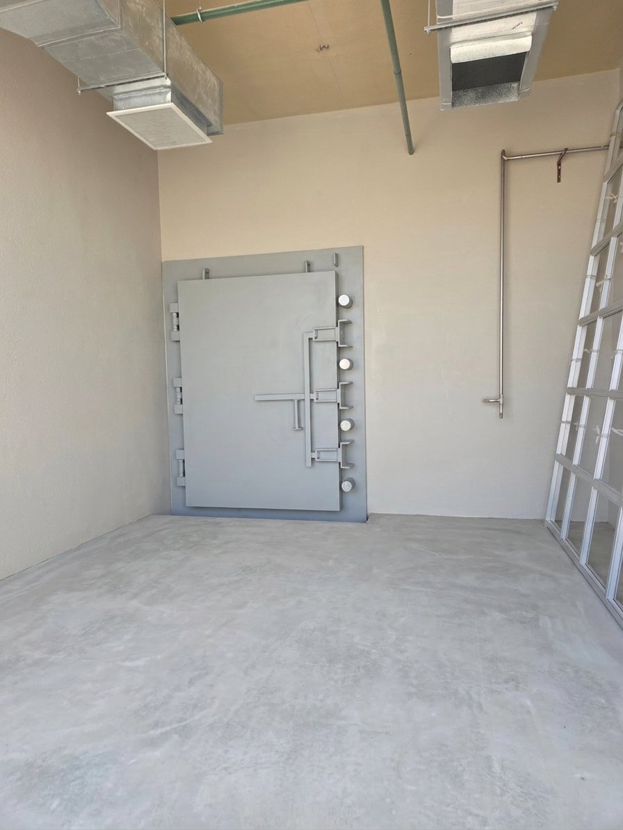 Blast-resistant door installed and finished in its opening