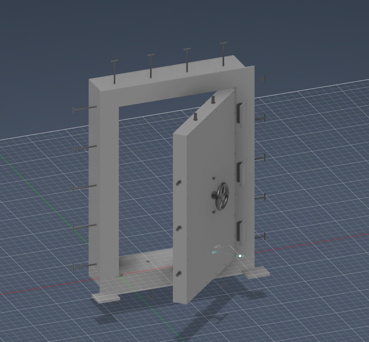 Blast-resistant door and frame, engineering model