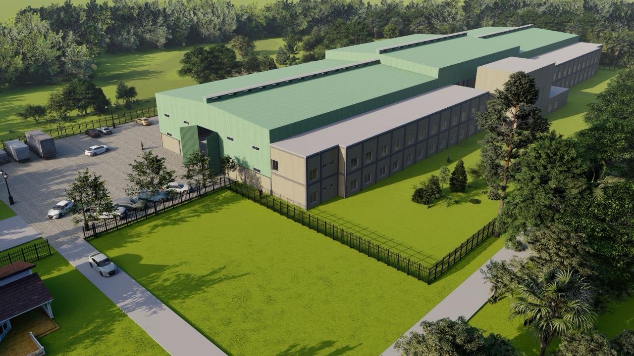 Full view of the completed workshop building